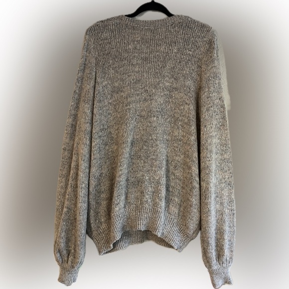 Free People Karina Slouchy Faux Wrap Knit V Neck Tan Multicolored Sweater, L - Picture 3 of 9